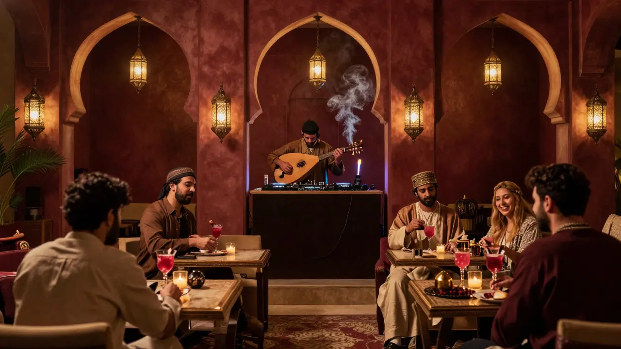 Intimate Moroccan-inspired lounge with live oud music and rosewater cocktails.