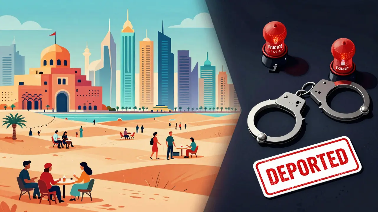 Split image showing legal cultural experiences on one side and legal consequences on the other.