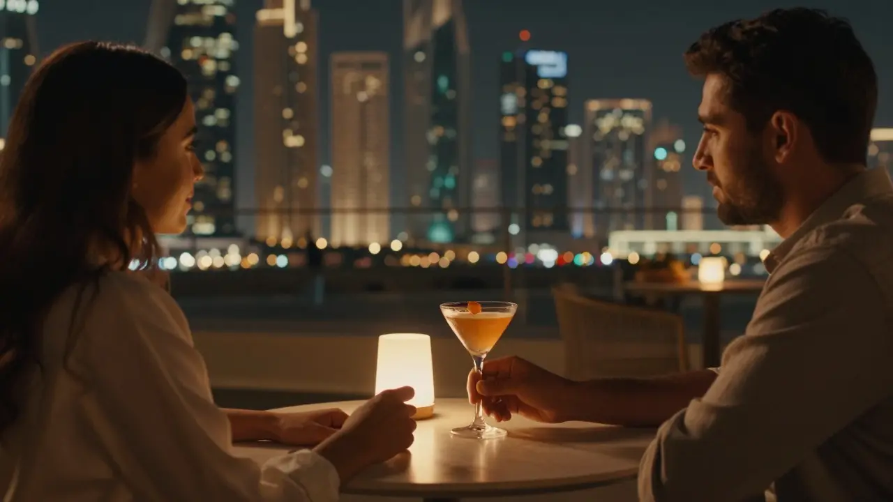 St. Regis Rooftop lounge with city skyline cocktails