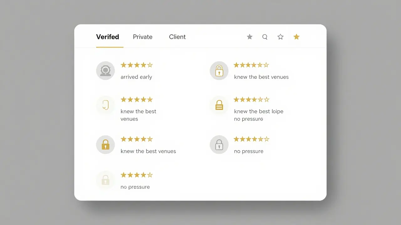A private client portal interface displaying verified reviews and a security lock icon.